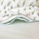Set lenjerie de schimb pentru patut bebe 3 piese Mix Feather verde menta (5)